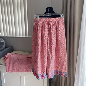 skirt and top set vintage New Orleans Red Gingham Blue Flowers Cajun Style Sz M